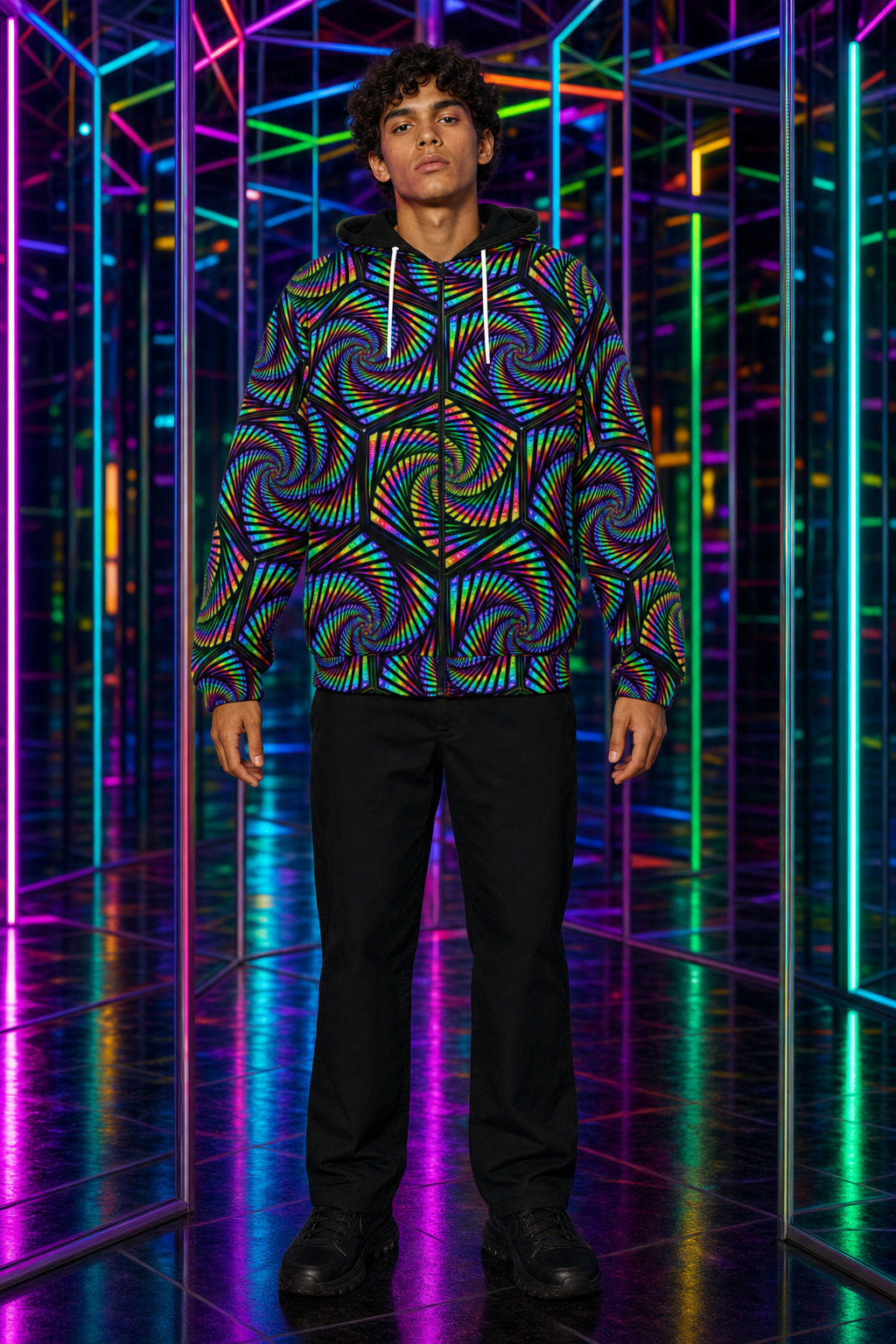 Vorhex Micro Fleece Zip Up Hoodie — lifestyle view 01 — 01-front-hero