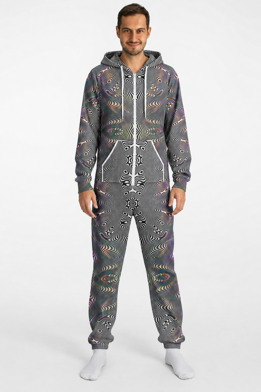 Prismatic Frequency Fashion Jumpsuit — lifestyle view 01 — 01-front-hero