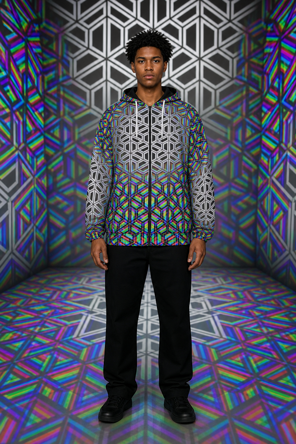 Flux Capacitor | Microfleece Zip-Up Hoodie — lifestyle view 01 — 01-front-hero