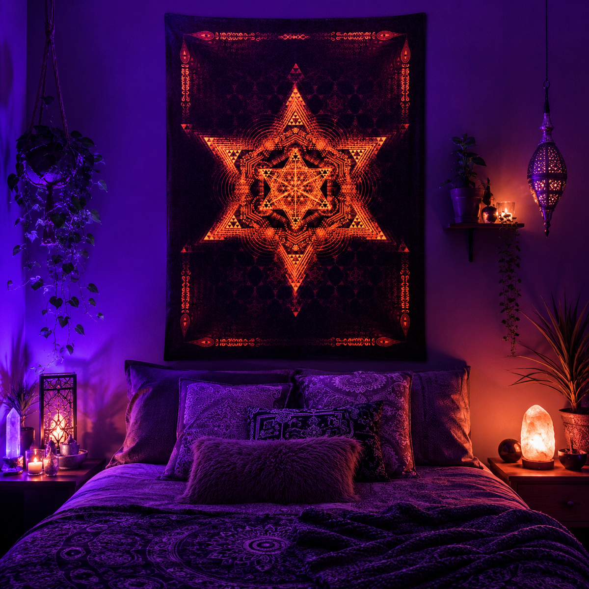 Fluro Neon Lycra Tapestry of "Morningstar" - UV Active!