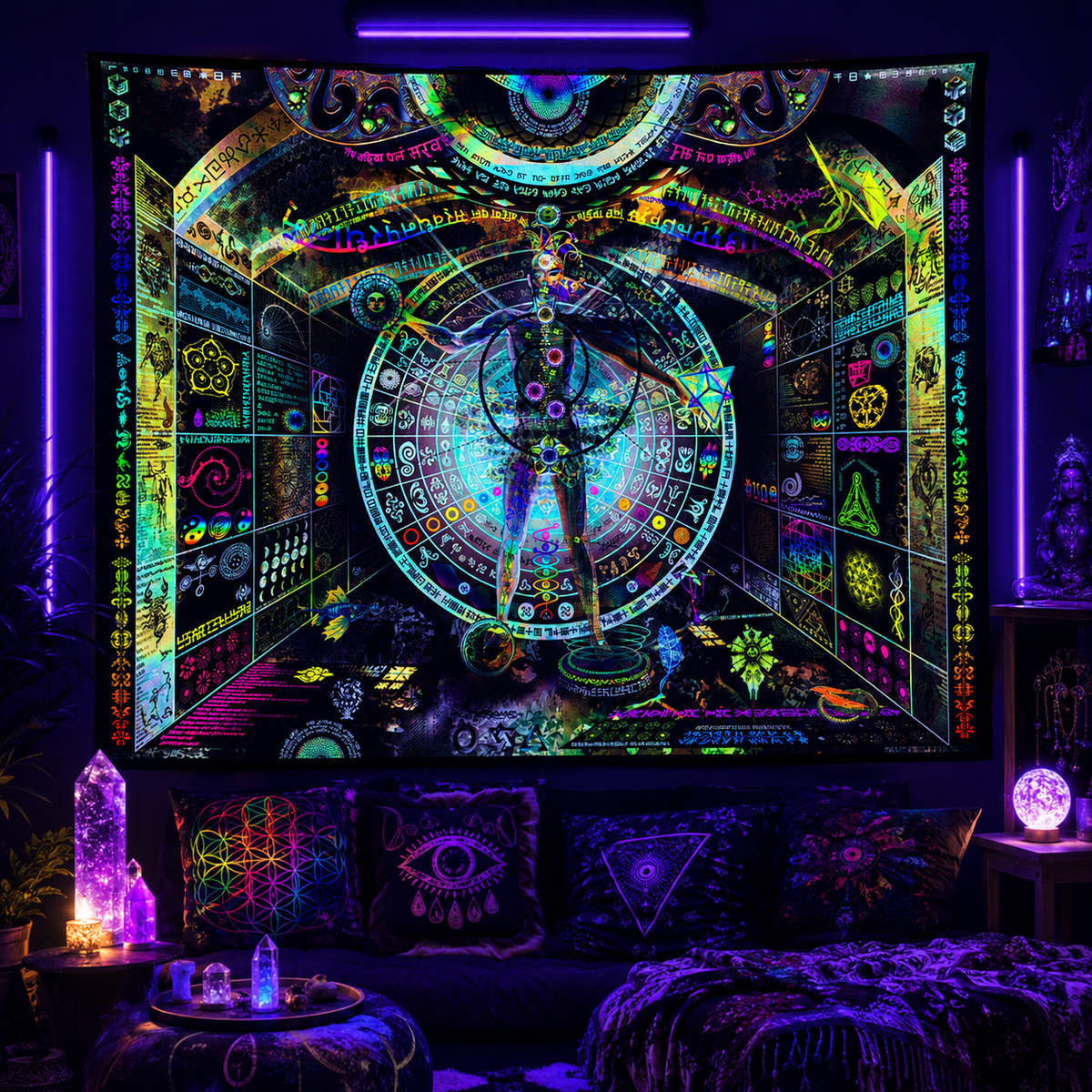 UV Active NEON Lycra Backdrop - Recursive Pantheism (UV Activated)