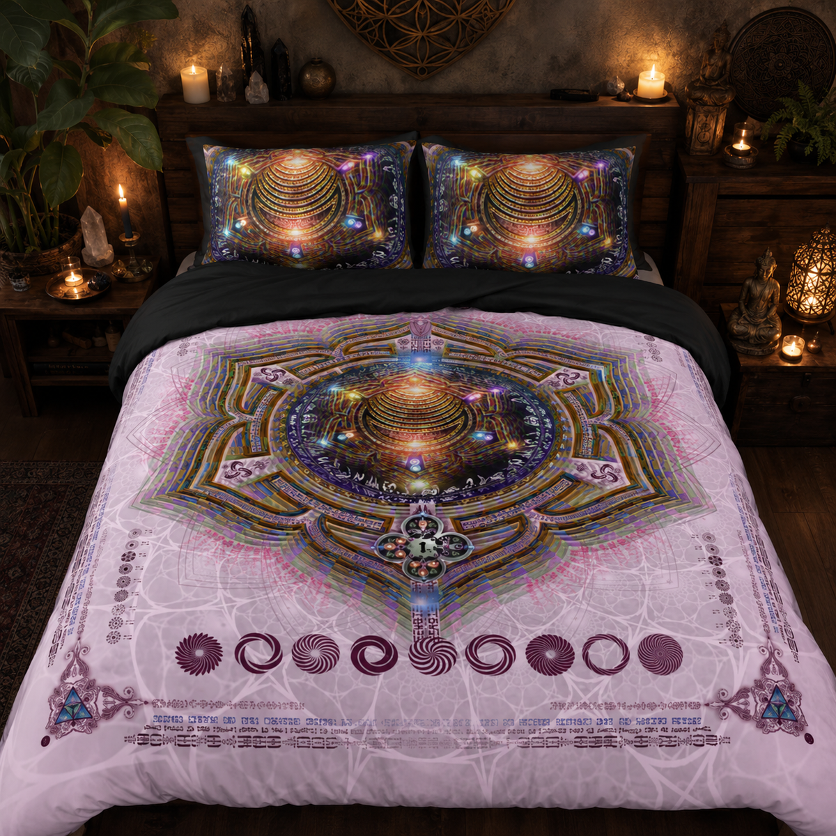 Sacral Chakra Bedding Set, Svadhisthana Duvet Cover Set, Orange Mandala Bedding, Spiritual Boho Bedroom Decor, Sacred Geometry Bedding