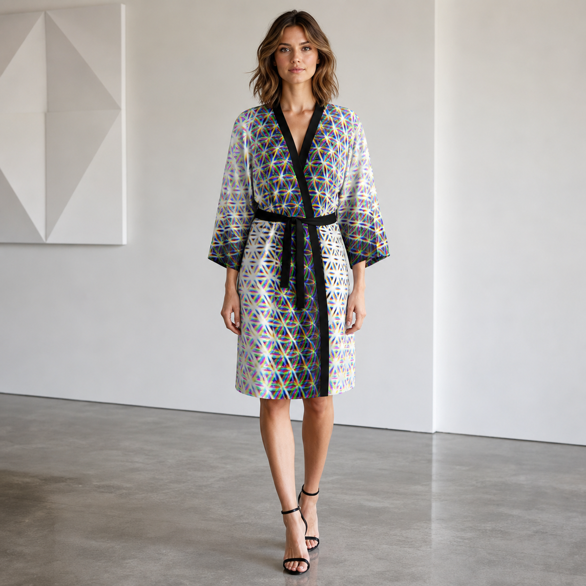 Chromatic Flower Peignoir Kimono — lifestyle front