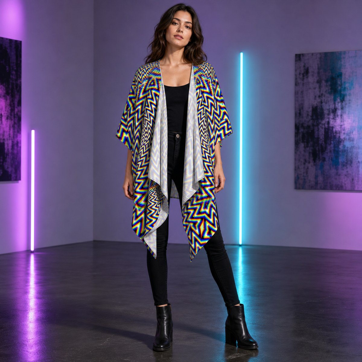 Hypnodelica Draped Kimono lifestyle front view
