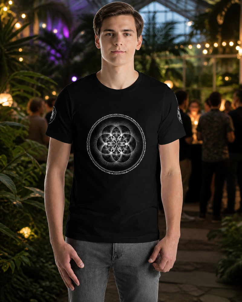 HH approved lifestyle hero — sacred-flower-unisex-t-shirt — 2026-08-27-v1