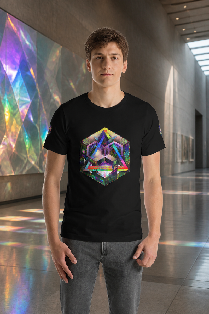 HH approved lifestyle hero — translinguistic-equation-unisex-t-shirt-prismatic — 2026-08-27-v1
