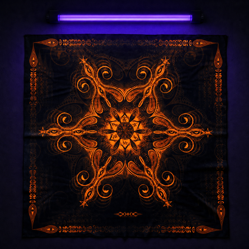 Vajra Guru Mandala — orange UV lifestyle hero