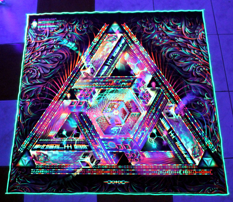 UV Active NEON Lycra Tapestry / Backdrop of Trinary Transcendence