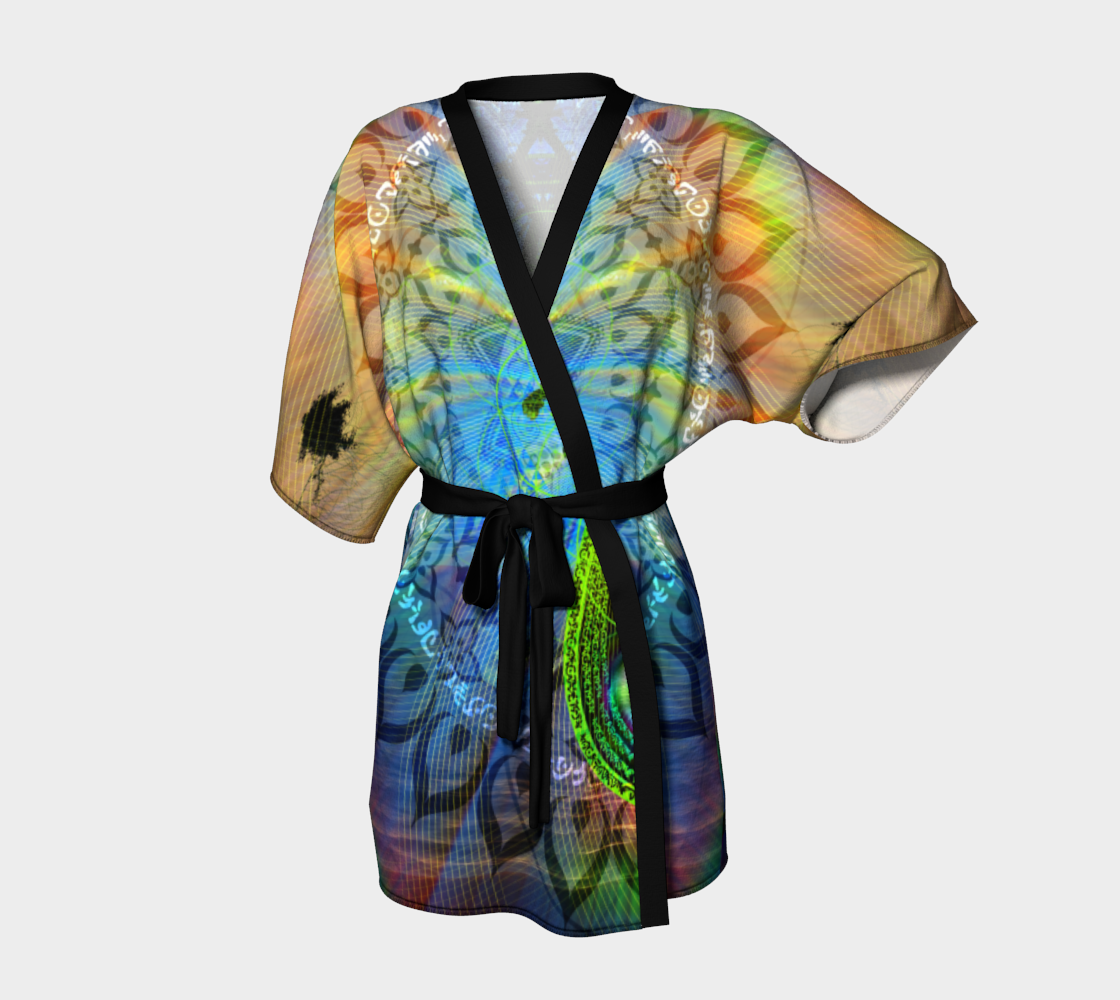 Drop Kimono Robe, Abstract Art Robe, Luxury Printed Kimono, Modern Festival Cover Up, Statement Loungewear