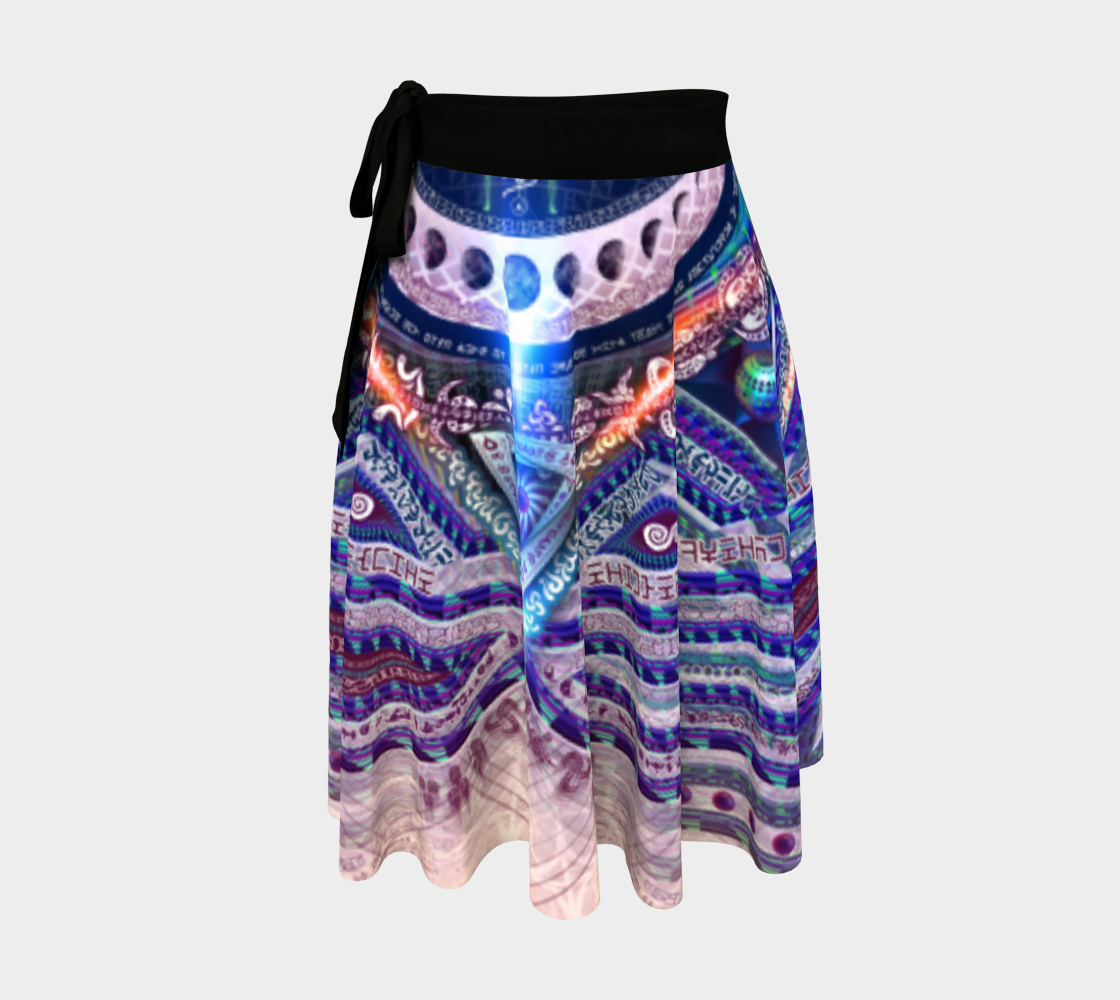 Vishuddha Throat Chakra Wrap Skirt, Throat Chakra Sacred Geometry Festival Skirt, Asymmetrical Wearable Art, Expressive Festival Fashion
