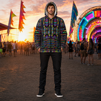 Rainbow Tribe Microfleece Zip-up Hoodie — colourful high-contrast lifestyle hero