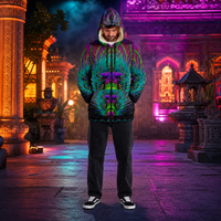 Kundalini Rising Micro Fleece Zip-Up Hoodie — colourful high-contrast lifestyle hero