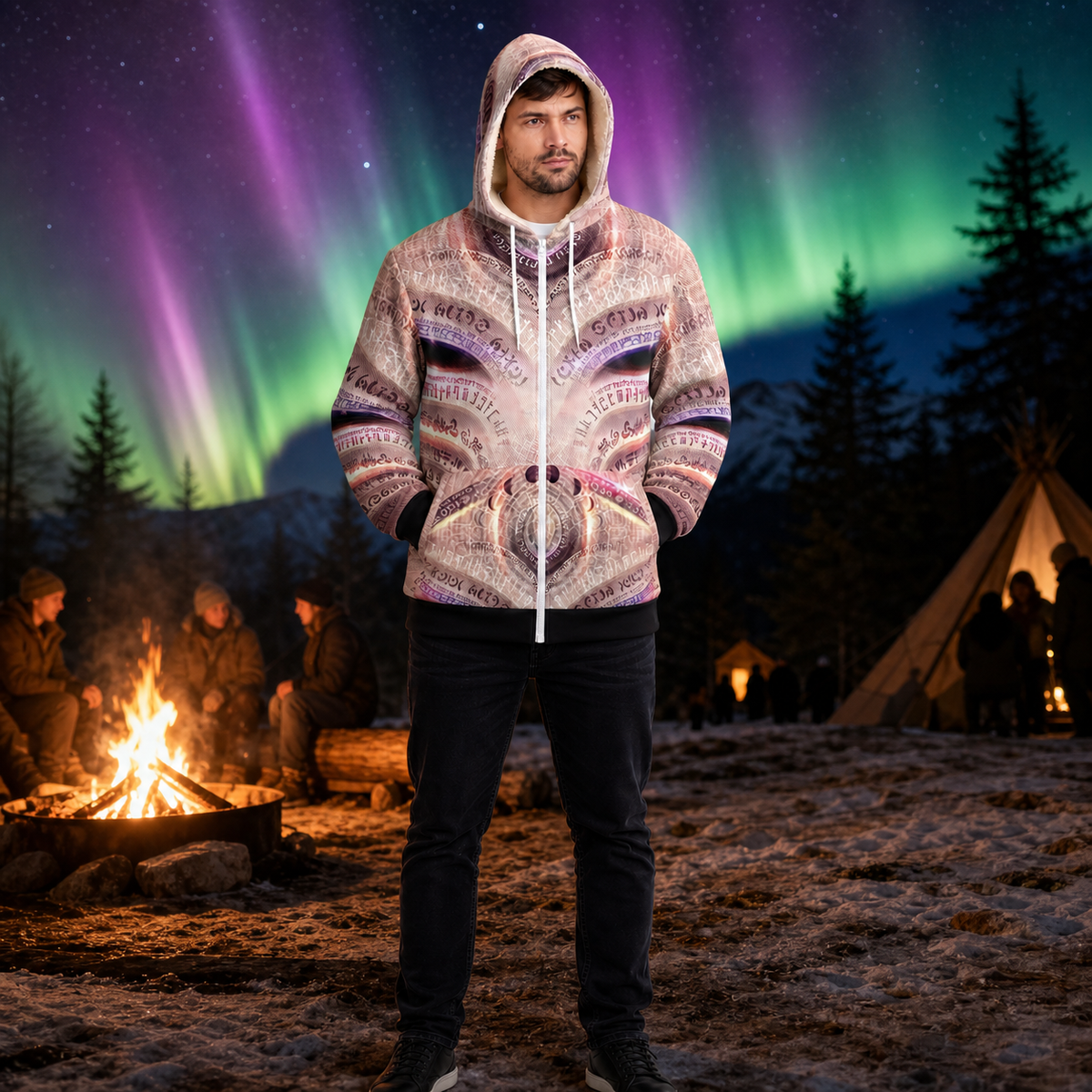 Wolfheart Micro Fleece Zip-Up Hoodie — colourful high-contrast lifestyle hero