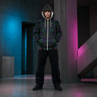 Tryptek Microfleece Ziphoodie — lifestyle front, hood up