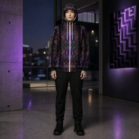 Twilight Healing Microfleece Ziphoodie — front, hood up lifestyle view