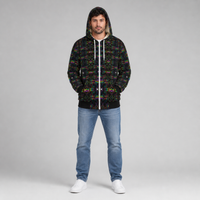 Adinkratek Microfleece Ziphoodie — front, hood up lifestyle view