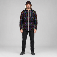 Psytron Microfleece Ziphoodie — front, hood up lifestyle view