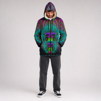 Kundalini Rising Micro Fleece Zip-Up Hoodie — front, hood up lifestyle view