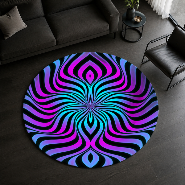 Xenowave Circular Rug — approved source-faithful editorial view 01