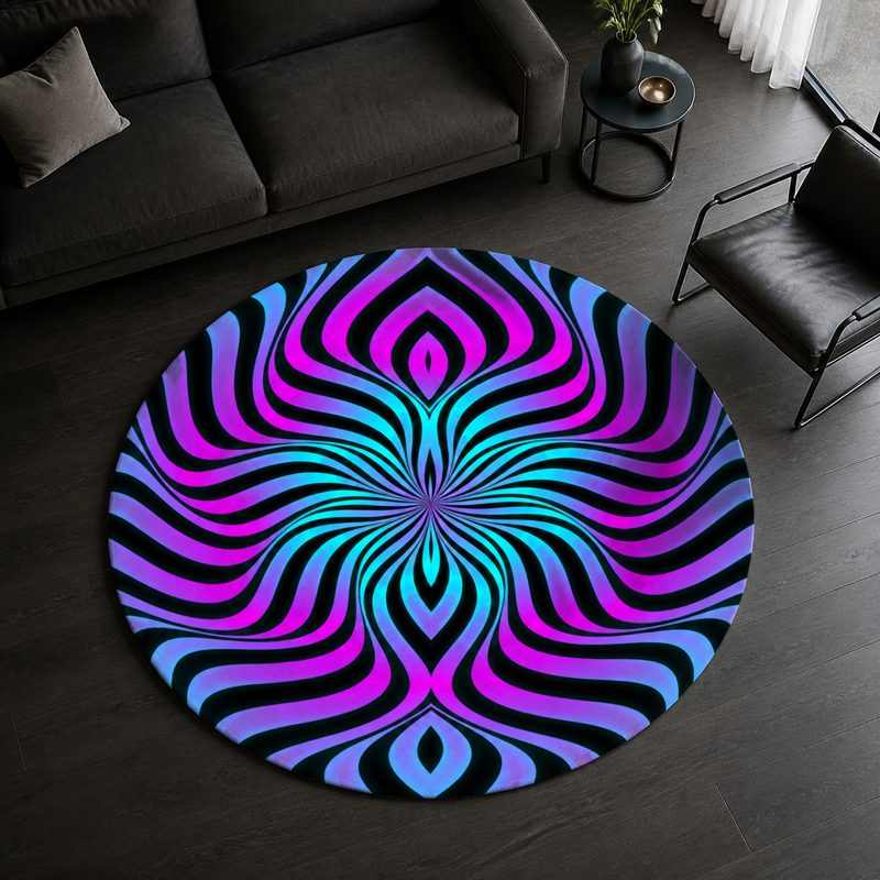 Xenowave Circular Rug — approved source-faithful editorial view 01