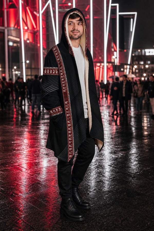 Approved Etsy media — Urban Samurai microfleece cloak — editorial lifestyle hero