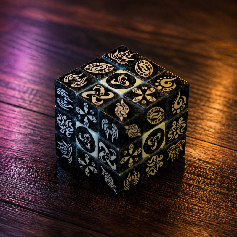 Xeno Frequency Hexahedron Art Cube, Limited Edition Psychedelic Rubix Style Collectible, Sacred Geometry Cube lifestyle 1