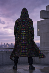 Adinkratek Micro Fleece Cloak — lifestyle — back rooftop — hood raised