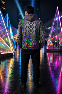 Flux Capacitor | Microfleece Zip-Up Hoodie — lifestyle view 02 — 02-back-hood-down