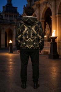Golden Age | Microfleece Zip-Up Hoodie — lifestyle view 02 — 02-back-hood-down