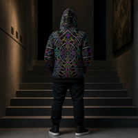 Tryptek Microfleece Ziphoodie — lifestyle back, hood up