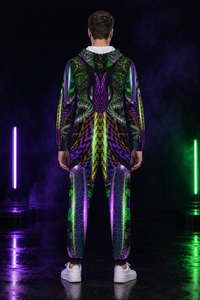 Mystic Temptation Men's Hooded Jumpsuit / Bodysuit / Onesie — lifestyle view 02 — 02-back-hood-up