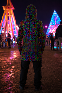Lifestyle gallery — Prismatic Overlay Longline — back hood up