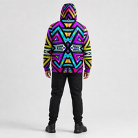 Mystic Mandala Micro Fleece Hoodie — back, hood up lifestyle view