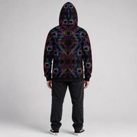 Psytron Microfleece Ziphoodie — back, hood up lifestyle view