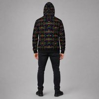 Adinkratek Microfleece Ziphoodie — back, hood up lifestyle view