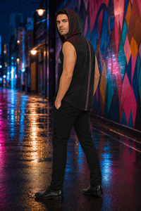 Singular Sight Hooded Tank Top — lifestyle view 02 — 02-three-quarter-back-mural-district
