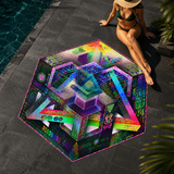 Approved lifestyle | Prismatic Equation Freeform Beach Towel | view 02 | 02_flat_overhead.png