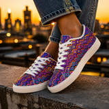 Rainbow Healing Low Top Sneakers lifestyle close-up — rooftop fit check
