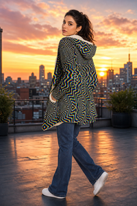 Chromadelic Micro Fleece Cloak — corrected lifestyle — rooftop movement