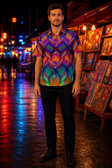 Twisted Button Down Shirt, editorial night market front view