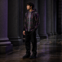 Twilight Healing Microfleece Ziphoodie — wearer-right three-quarter lifestyle view