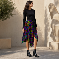 Prismatic Overlay Wrap Skirt — wearer-left three-quarter lifestyle view