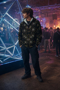 Xenocode Micro Fleece Zip-up Hoodie — electronic-art-event wearer-right lifestyle view