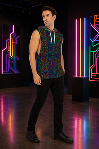 Lifestyle gallery — Prismatic Overlay Hooded Tank Top — 03-wearer-right