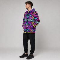 Mystic Mandala Micro Fleece Hoodie — wearer-right three-quarter lifestyle view