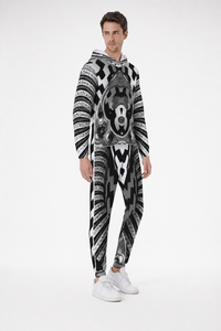 Hypnotica, Men's Hooded Jumpsuit, Festival Onesie, Wearable Art — lifestyle view 03 — 03-wearer-right