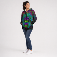 Kundalini Rising Micro Fleece Zip-Up Hoodie — wearer-right three-quarter lifestyle view