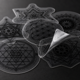 Transparent Sacred Geometry Sticker Pack, 10 Black Vinyl Decals, Mandala Merkaba Laptop Window Stickers lifestyle 3