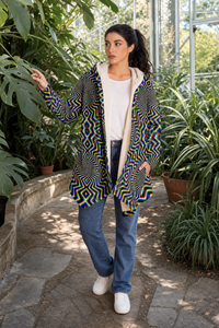 Chromadelic Micro Fleece Cloak — corrected lifestyle — botanical conservatory