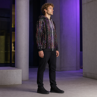 Twilight Healing Microfleece Ziphoodie — wearer-left three-quarter lifestyle view